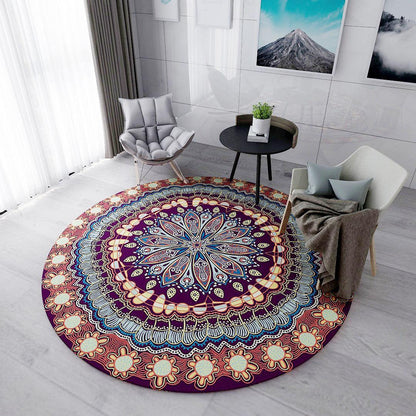 Round Carpet National Wind Retro American Computer Chair Hamper Pad Bedroom Living Room Book Clothes Room Non-slip