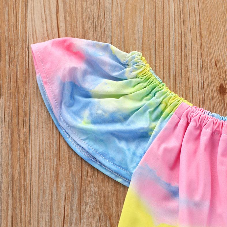 Summer Girls' Hole Shorts One Shoulder Top Denim Shorts Set Three Piece Children's Denim Shorts Suit