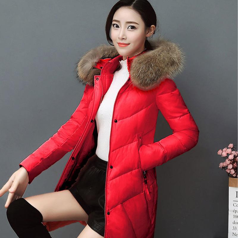 Winter Genuine Down Jacket Women's Mid-length Fashion Slimming Thick White Duck Down Coat