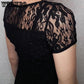 Elegant Lace Dress Women Plus Size Short Sleeve Transparent Black Slim Dresses O-Neck Midi Casual Dresses Summer Vestidos