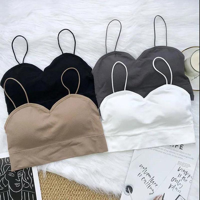 Spring and Summer Hollowed Out Sports Wrap Chest Beautiful Back and Bra Girls' Anti Light Gathering No Steel Ring Elastic No Buckle Bra
