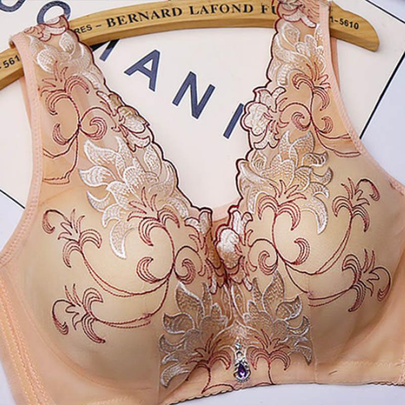 Ladies Beautiful Back No Steel Ring Large Size Bra Gather Thin Tube Top Full Cup Soft Comfortable Anti-sagging Anti-glare Bra