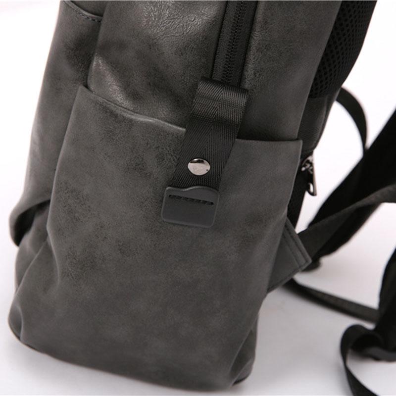 Leather Backpack Men Gray Anti-theft Waterproof Outdoor Travel Bag Student Book Computer Bags