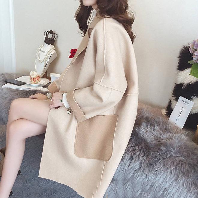 Woolen Coat for Women Winter Slim  Women Woolen Jacket 2019 Casual Solid Color Long Sleeve Overcoats