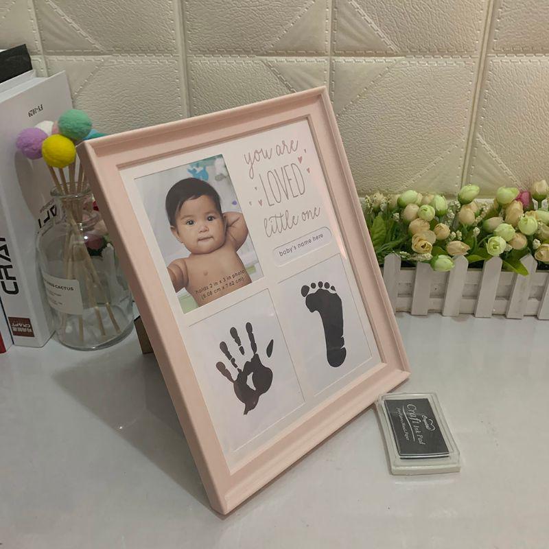 900C Newborn Hand and Foot Print Ornaments 12 Months Photo Frame with Craft Ink Pad Home Decoration Baby Kids Birthday Gift
