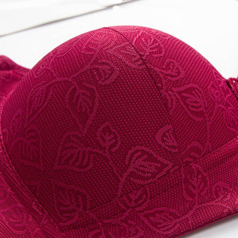 Large Size Thin Cotton Anti-Sagging Side Gathering Cup Adjustable Comfortable No Steel Ring No Restraint Elastic Straps Sexy Jacquard Ladies Bra