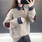 Spring and Autumn Casual Sweater Thicken Loose Knit Top Fashion Simple Female Jacket