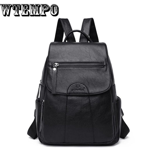 Simple Fashion Women Backpack Leather  Travel Shoulder Bags Ladies Girls Students School Bag