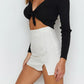 Women's Summer Mini Skirts Large Size Slim A-line Short Skirt High Waist Button Split Skirt Female Solid Color Club Hip Skirts