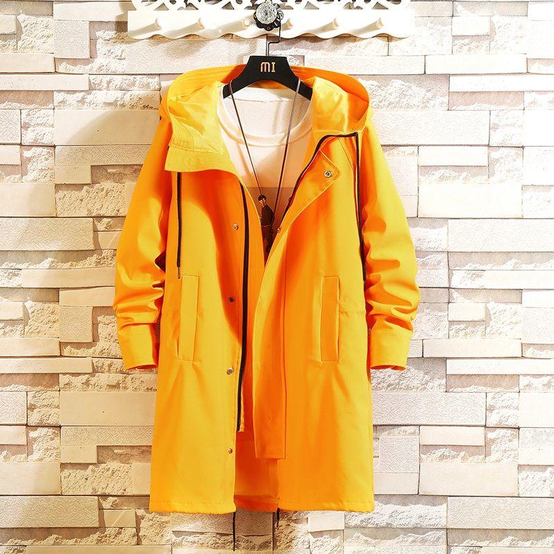 Mid-length Windbreaker Men's Coat Spring and Autumn 2021 New Trend Loose Large Size Youth Jacket