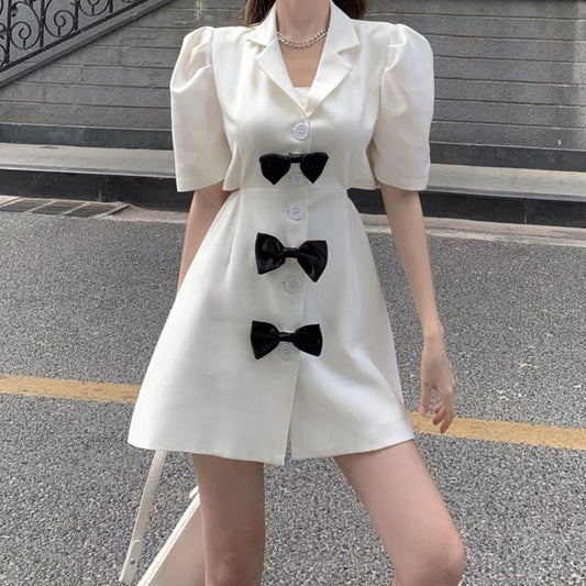 Bow Knot Waistless Suit Dress Women's New Temperament Fashion Waist-slung Royal Sister Style A-line Skirt Ladies Casual Suit Skirt