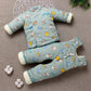 Boys and Girls Baby Handmade Cotton Clothes Set Children's Autumn and Winter Baby Solid Color Printed Pattern Warm Cotton Clothes