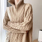 Fleece Half Turtleneck Zip Sweater Loose Lazy Style Thick Outerwear Sweater