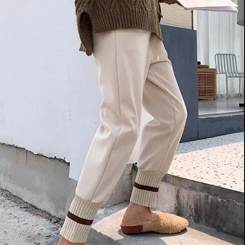 Harem Pants Women's Autumn and Winter New Styles Plus Velvet Thick Woolen Trousers Beam Pants Radish Pants Loose and Thin Net Red Granny Pants