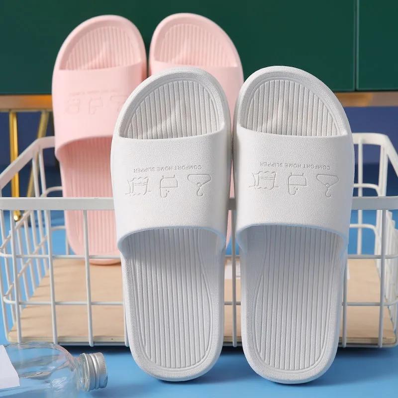Unisex Large Size Solid Color Non-slip Home Bathroom Slippers Spring Summer Outdoor Casual Flat Slippers