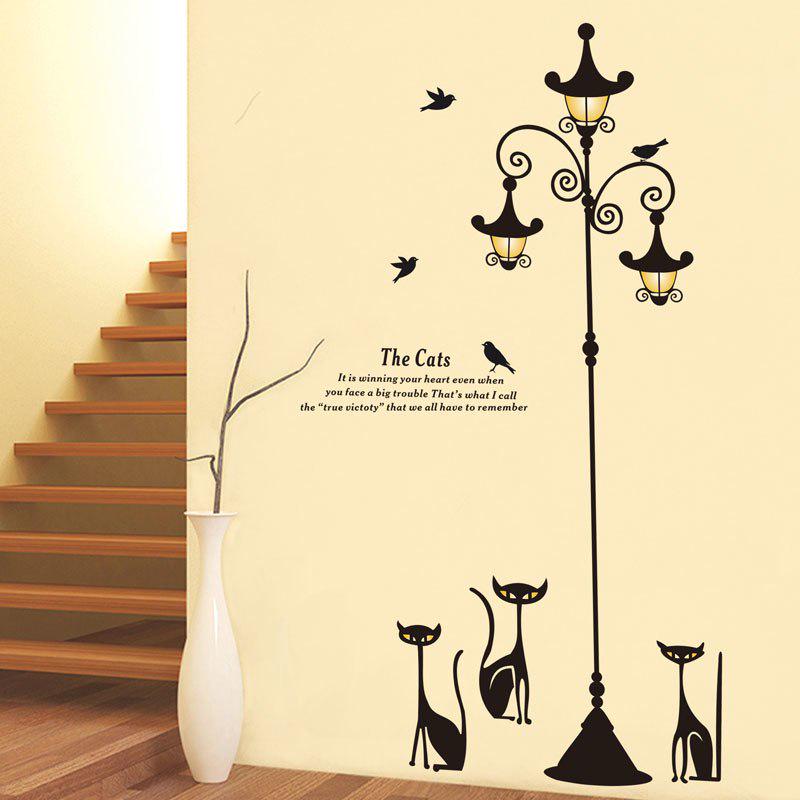 [Wall sticker ]Diy Black Cat Street Light Wall Stickers Home Decoration Living Room Nursery Children