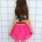 Girls Kids Rainbow Striped Tutu Dress Princess Sleeveless Mesh Dresses Summer Casual