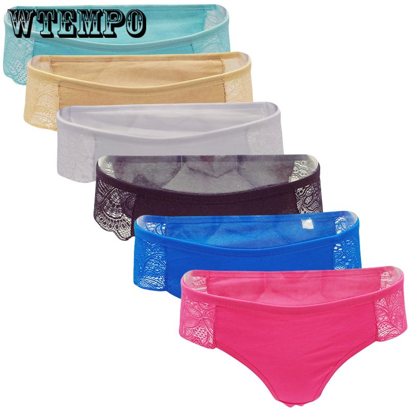 WTEMPO 6 Pcs/Lot Briefs New Low-Rise Women Underwear Thongs Ladies Lingerie
