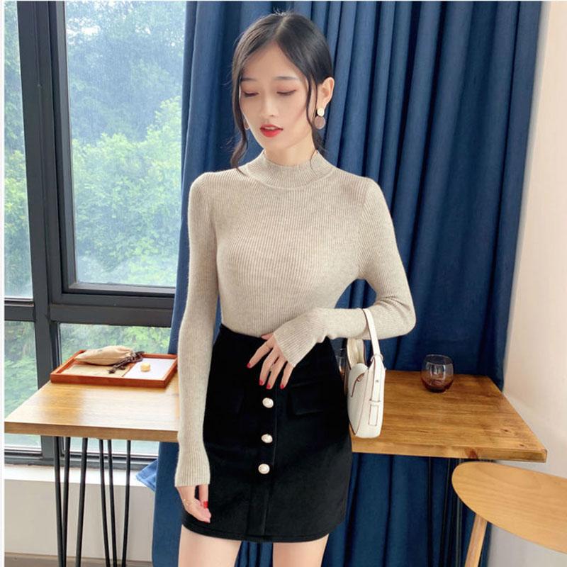 Pullover Sweater Top Women Fall/winter Inner Wear Bottoming Shirt Slim Tight-fitting Turtleneck Pullover Sweater