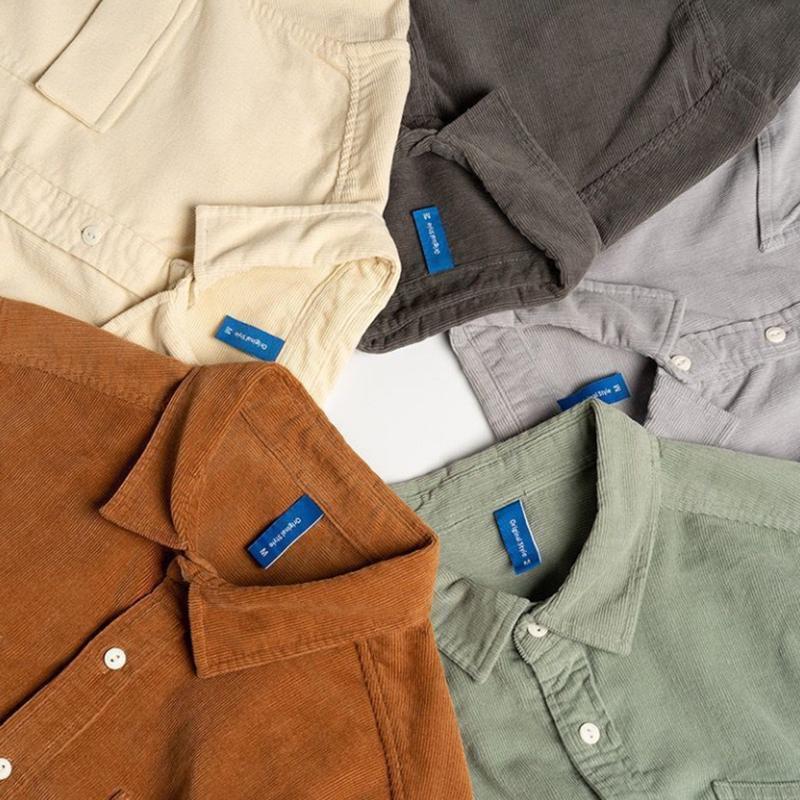 Spring and Autumn Corduroy Shirt Men's Trend All-match Ruffian Handsome Shirt Casual Fashion Solid Color Bottoming Shirt Jacket