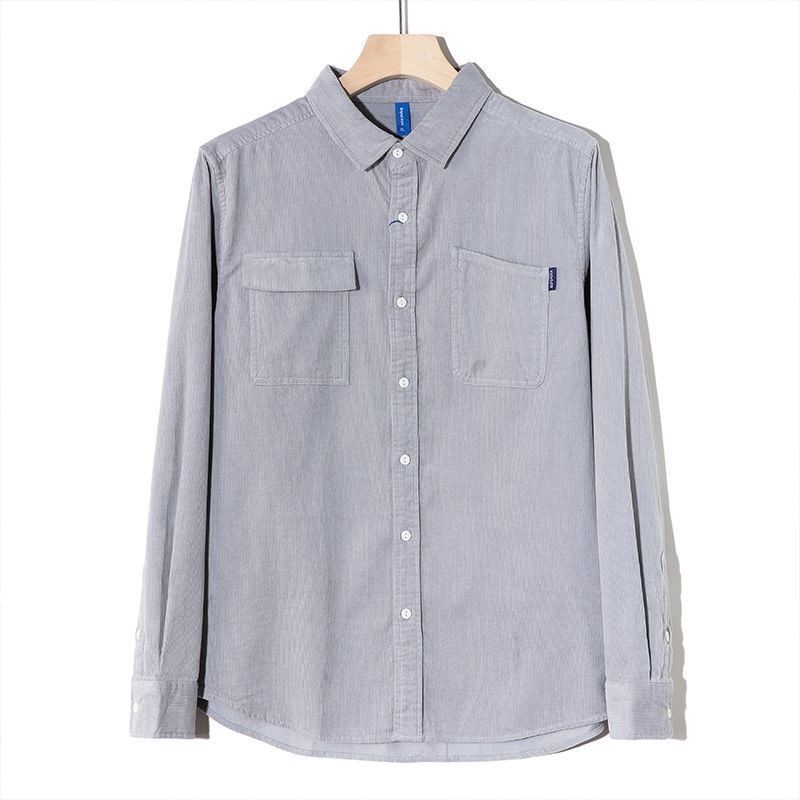 Spring and Autumn Corduroy Shirt Men's Trend All-match Ruffian Handsome Shirt Casual Fashion Solid Color Bottoming Shirt Jacket