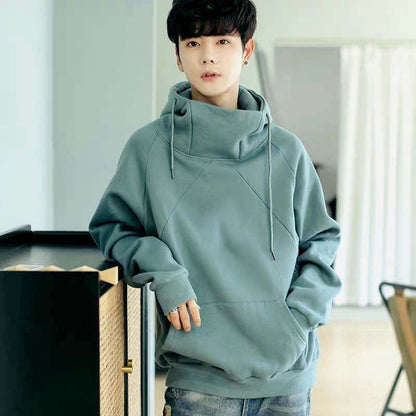 Hood Sweater Men's Winter Plus Velvet Thick Young Men's Loose High Collar Hoodie