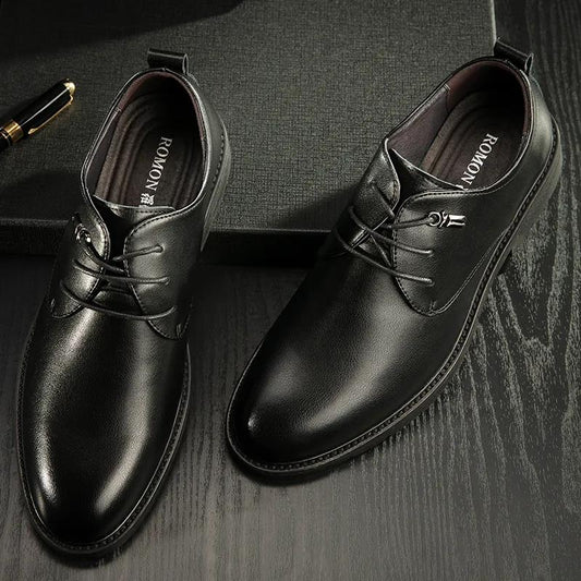 Men's Leather Shoes Business Casual Shoes Spring and Autumn Solid Color Men's Leather Flat Shoes New