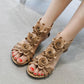 Sandals Women's Mid-heel 2021 Summer Slope Heel Back Zipper Bohemia All-match Flower Slippers Roman Shoes