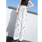 Geometric Print Chiffon Pants Spring and Summer Women's Wide Leg Trousers Vertical High-waisted Pants Women's Loose Mopping Pants