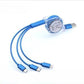 Three-in-one Data Cable 1m Long USB Car Data Cable Android Apple Type-C Connector Electronic Device Charging Cable