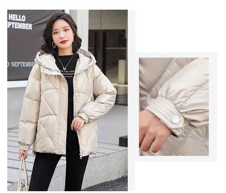 Winter Short Thickened Windproof Cold Warmth Loose Loose Hooded Casual Slim Solid Color Ladies Coat Jacket Padded