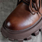 Leather Martin Boots Sponge Cake Thick-soled Round Toe Retro Mid-tube Boots Female British Style Boots Winter Snow Boots Plus Velvet Shoes