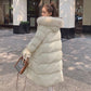 Fluffy Big Fur Collar Hooded White Cotton Jacket Women's Winter Clothes Loose Mid-length Padded Jacket Padded Down Padded Jacket Winter Padded Jacket