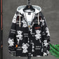 Heart Bear Print Jacket Spring Hooded Windbreaker Men Casual Loose Coat Soft Comfortable Top Regular