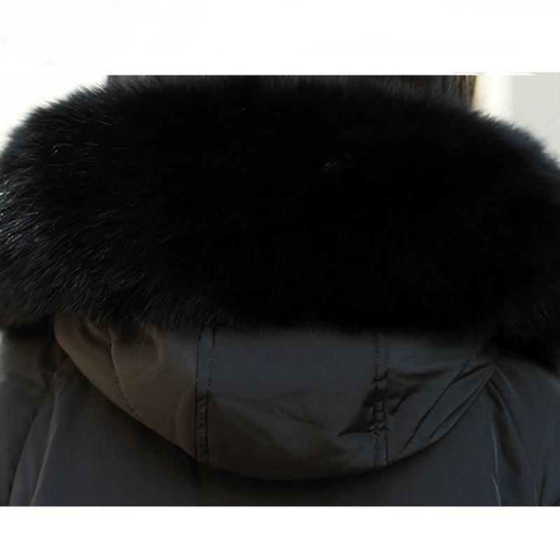 Women's Solid Color Down Jacket Mid-length Korean Loose Thick Coat Warm Cotton Coat Big Fur Collar Winter Clothes Quilted Coat