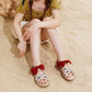 Girls' Sandals Princess Shoes Summer Soft Soled Red Children's Non Slip Bow Decoration Casual Beach Shoes