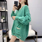 Spring and Autumn Ins Style Tassel Sweater Mid-length Loose Knit Jacket Pure Color Simple Female Top