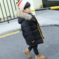 Boys and Girls Mid-length Padded Jacket Thickened Children's Winter Down Cotton-padded Jacket Baby Winter Hooded Jacket with Fur Collar