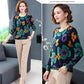 Autumn Winter Women's Knitted Sweater Flower Print Fashion Long-sleeved Sweater Retro Temperament Trend