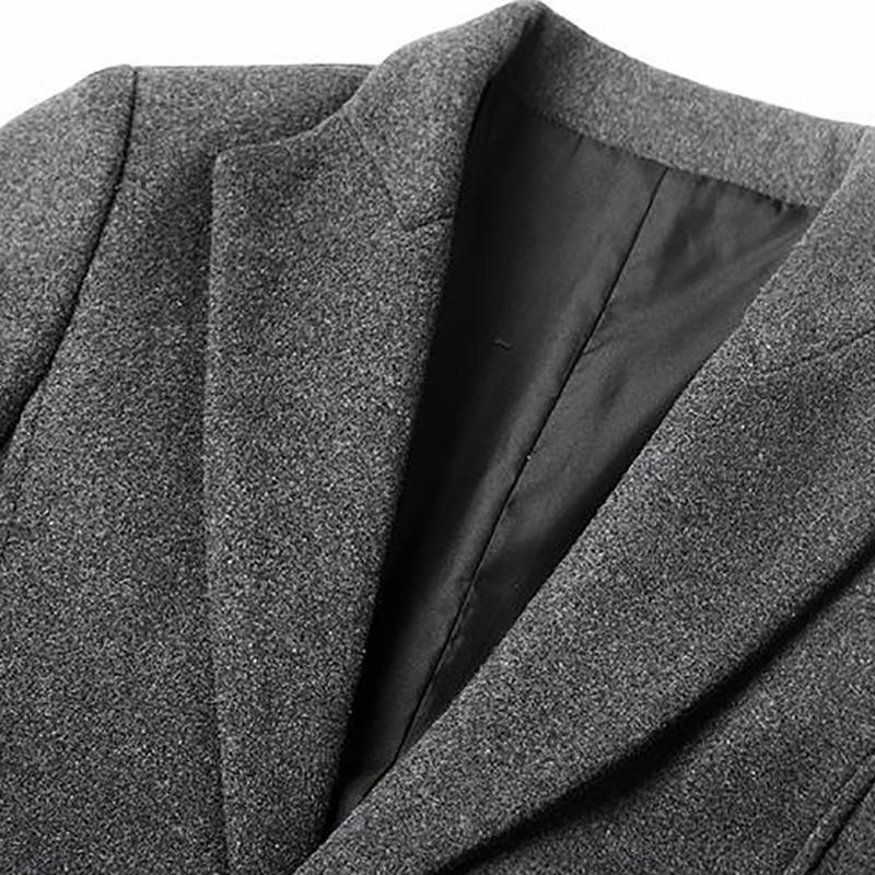 Winter Trench Coats Wool Warm Long Jackets for Men 2021 New Fashion Solid Stand Collar Slim Plus Size Male Windbreaker Coat Thicken Casual Mens Trench