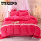 4Pcs  Home Textile Plush Duvet Cover Pillowcase Bed Sheet Winter Bedding Sets Queen Bed Linens