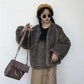 Autumn and Winter Women's Loose Short Lamb Wool Cardigan Jacket Student Warm Wool Long-sleeved Outer Jacket