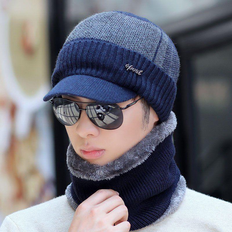 knitting hat Plush Cotton hat Wild hat Windproof hat Autumn winter Warm hat Thick hat Man Trend