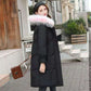 2021 Big Fur Collar Padded Jacket Women's Long Slim Waist Korean Down Padded Jacket Mid-length Thickened Over The Knee