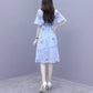 Chiffon Mid-length Dress French Skirt Sweet Knee-length Mid-length Dress A-line Version Waist Slimming Large Skirt Fabric Light and Breathable