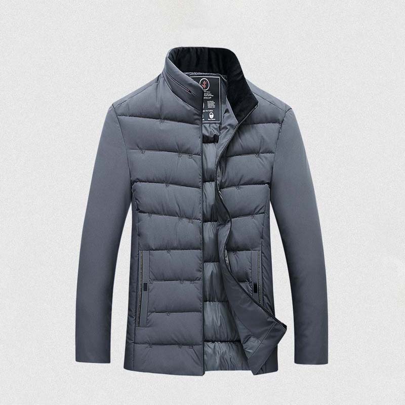 Winter New Style Men's Mid-length Thick Warm Cotton Padded Jacket Young and Middle-aged Stand-up Collar Slim Padded Jacket