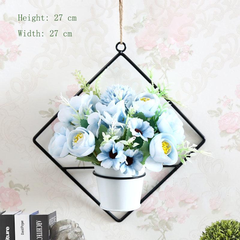 Home Hanging Wall Hanging Decoration Artificial Flower Wall Pendant Simulation Plastic Flower Basket Living Room Wall Decoration Floral Potted Plant