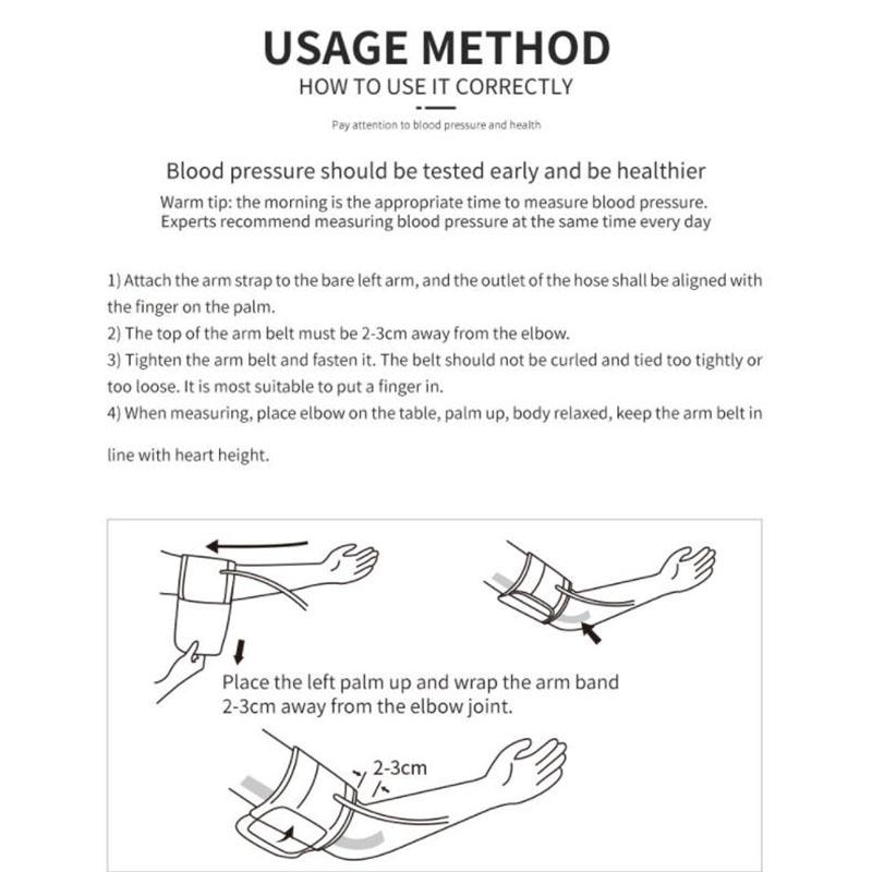 Medical Blood Pressure Meter Sphygmomanometer Upper Arm Intelligent Digital Pressure Monitor with Broadband