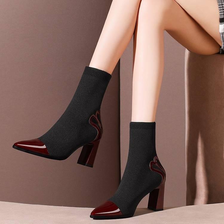 Women Boots High Heel Ankle Fashion Versatile Pointed and Comfortable Temperament Office