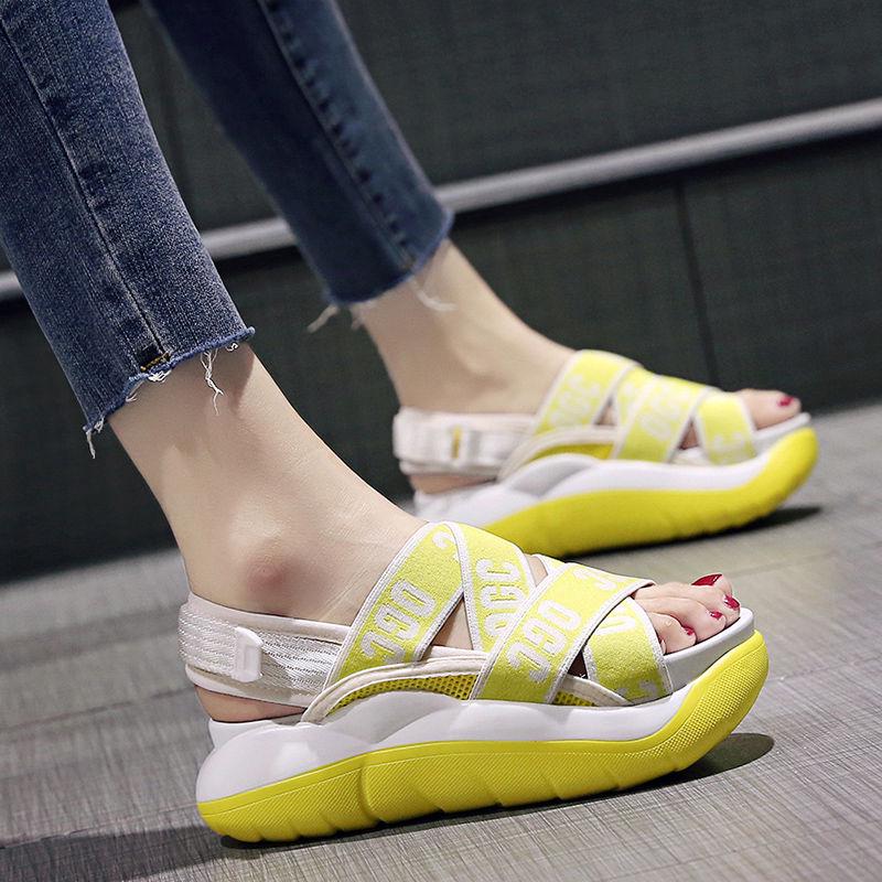 Sports Sandals 2020 Summer Women's Shoes European Station Thick Bottom Muffin Daddy Wild Velcro Roman Shoes Tide